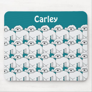 Floofy White Puppy Pattern Personalisiert Mousepad