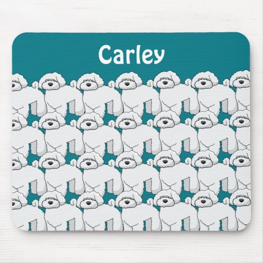 Floofy White Puppy Pattern Personalisiert Mousepad (Vorne)