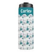 Floofy White Puppy Pattern Personalisiert Thermosbecher (Vorderseite)