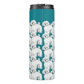 Floofy White Puppy Pattern Personalisiert Thermosbecher (Rückseite)