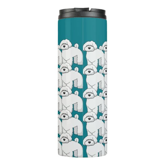 Floofy White Puppy Pattern Personalisiert Thermosbecher (Rückseite)