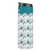 Floofy White Puppy Pattern Personalisiert Thermosbecher (Nach rechts gedreht)