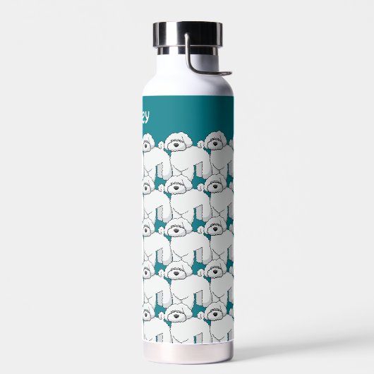 Floofy White Puppy Pattern Personalisiert Trinkflasche (Links)