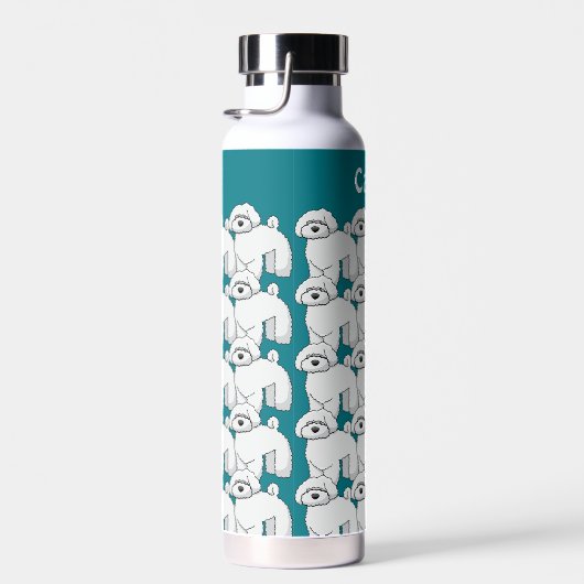 Floofy White Puppy Pattern Personalisiert Trinkflasche (Rechts)