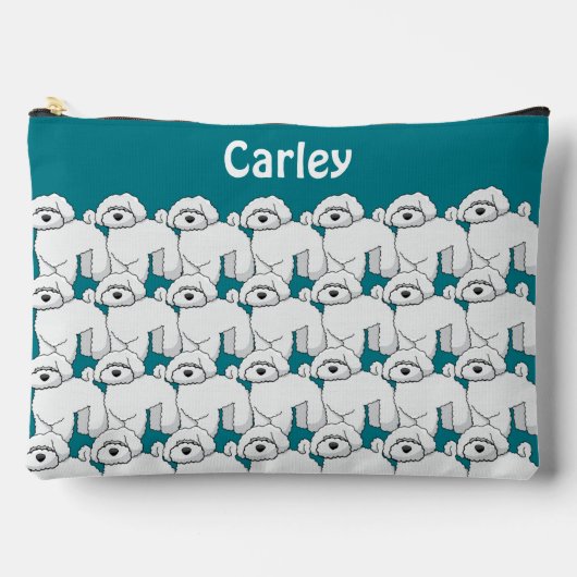 Floofy White Puppy Pattern Personalisiert Zubehörtasche (Vorderseite)