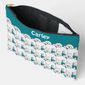 Floofy White Puppy Pattern Personalisiert Zubehörtasche (Offen)