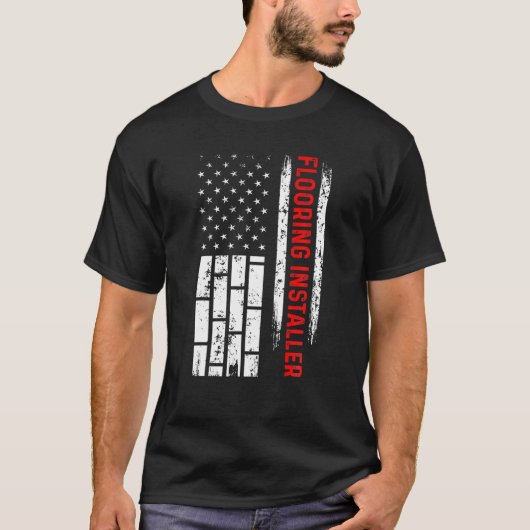 Floor Installer Contractor USA Flag Floor Insta T-Shirt (Vorderseite)