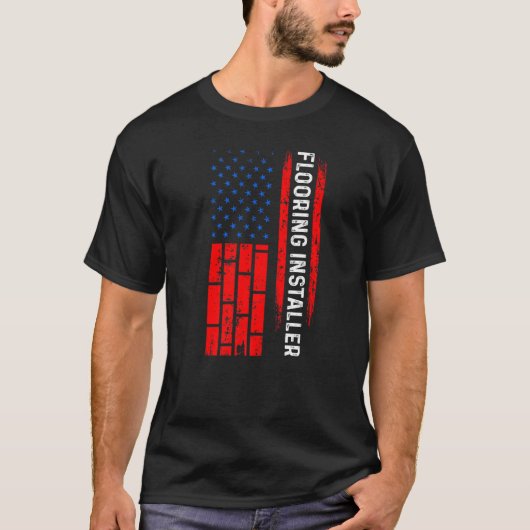 Floor Installer Contractor Usa Flag Floor Insta T-Shirt (Vorderseite)