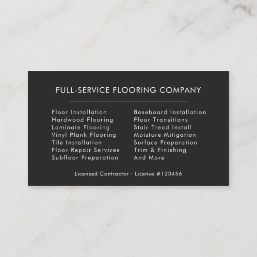 Flooring Services Visitenkarte (Rückseite)