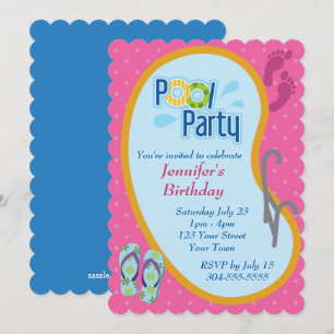 Flop Pool Party Geburtstag Einladung