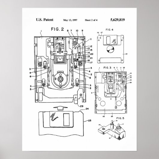 Floppy Disk Patent Poster (Vorne)