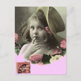 Floppy Hat Girl Postcard Postkarte
