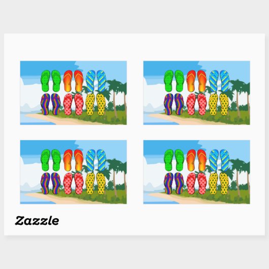 Flops am Strand kippen Rechteckiger Aufkleber (Blatt)