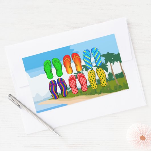 Flops am Strand kippen Rechteckiger Aufkleber (Umschlag)