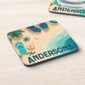 Flops auf der Strandsignatur spiegeln Getränkeuntersetzer (Linke Seite)