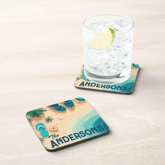 Flops auf der Strandsignatur spiegeln Getränkeuntersetzer (Rechte Seite)