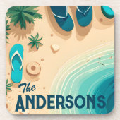 Flops auf der Strandsignatur spiegeln Getränkeuntersetzer (Vorderseite)