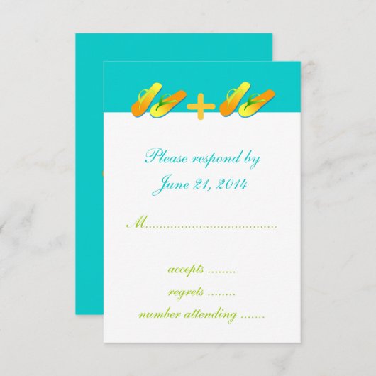 Flops-Hochzeit in Urlaubsort spiegeln RSVP-Karten RSVP Karte (Vorne/Hinten)