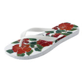 Flops kippen - Blüten des roten Hibiskus Badesandalen (Schrägansicht)
