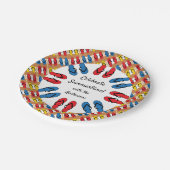 Flops primäre Stripe Summer Party personalisieren Pappteller (Schrägansicht)