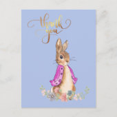 Flopsie Kaninchen mit Gold Danke Text Postkarte (Vorderseite)