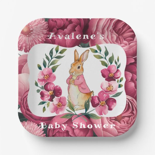 Flopsy's Countryside Adventure Girl Baby Shower Pappteller (Vorderseite)