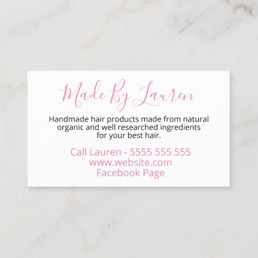 Flor-Chalkboard Handmade Natural Hair Products Visitenkarte (Rückseite)