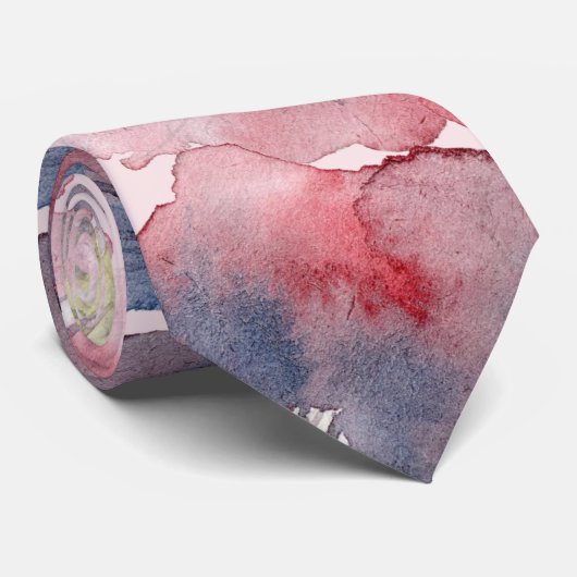 Flor ever Blush Navy Wasserfarbe gestrichen Hochze Krawatte (Gerollt)