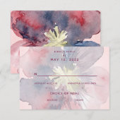 Flor Ever Wedding 2 Meal Choice RSVP Card Karte (Vorne/Hinten)