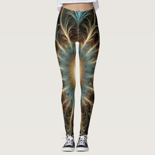 Flor Fractal Radiante Leggings (Vorderseite)