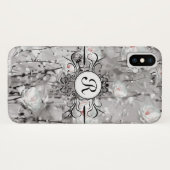 Flor-graue und weiße Monogramm Case-Mate iPhone Hülle (Rückseite (Horizontal))