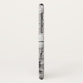 Flor-graue und weiße Monogramm Case-Mate iPhone Hülle (Hinten/Links)