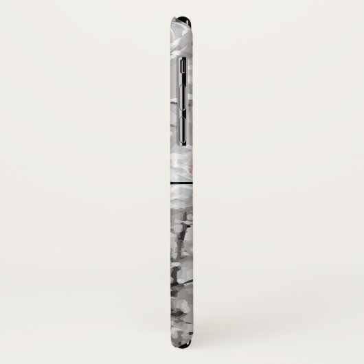 Flor-graue und weiße Monogramm Case-Mate iPhone Hülle (Hinten/Links)