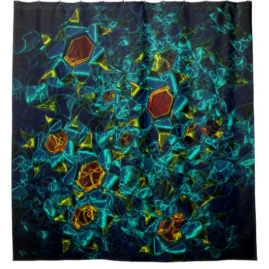 Flor virtual em azul gradiente, estilhaçada duschvorhang (Vorderseite)