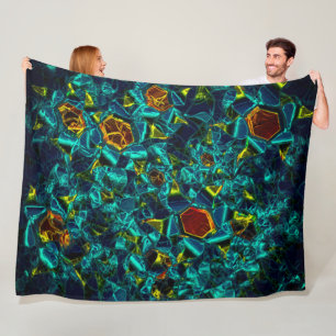 Flor virtual em azul gradiente, estilhaçada fleecedecke