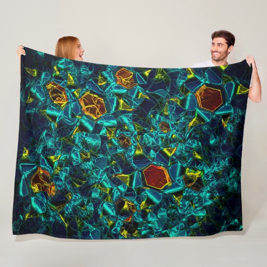 Flor virtual em azul gradiente, estilhaçada fleecedecke (Beispiel)