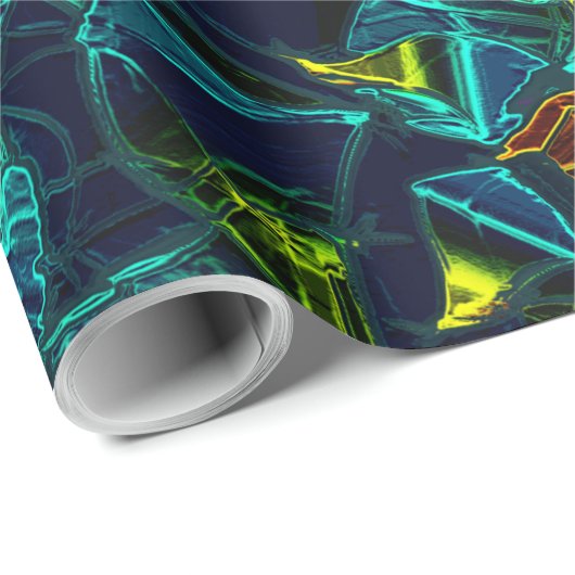 Flor virtual em azul gradiente, estilhaçada geschenkpapier (Rolleneckpunkt)