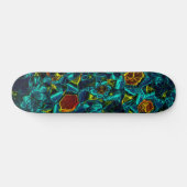 Flor virtual em azul gradiente, estilhaçada skateboard (Horizontal)