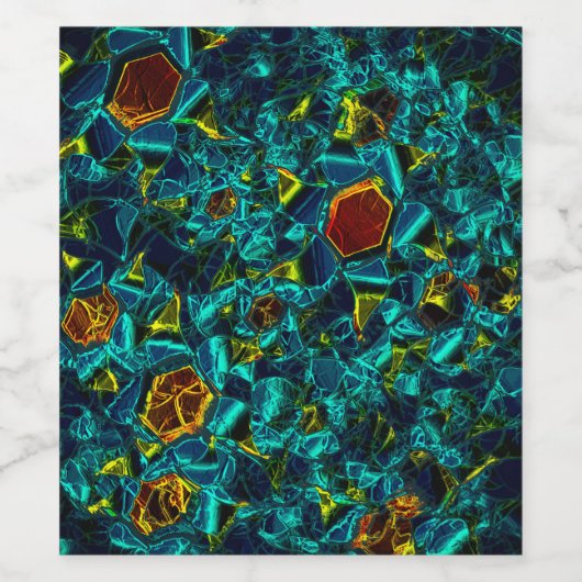 Flor virtual em azul gradiente, estilhaçada weinetikett (Einzelnes Label)