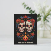 🌹 Flor y Calavera: Tribut an Dia de Muertos 🌹 Postkarte (Stehend Vorderseite)