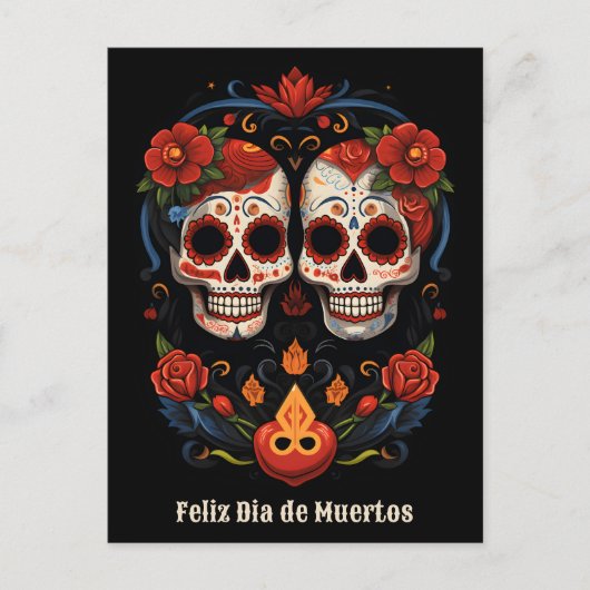 🌹 Flor y Calavera: Tribut an Dia de Muertos 🌹 Postkarte (Vorderseite)