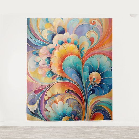 Flora 3 Blumenpastel Tapesta Wandteppich (Vorderseite)