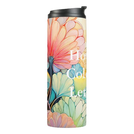 Flora 5 Floral Pastell Thermal Tumbler Thermosbecher (Nach links gedreht)