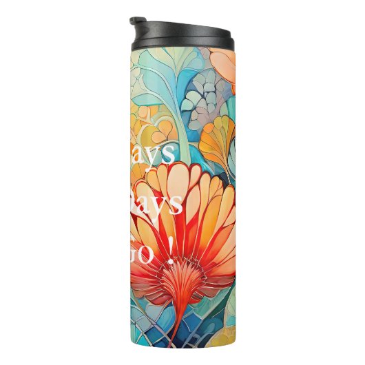Flora 5 Floral Pastell Thermal Tumbler Thermosbecher (Nach rechts gedreht)