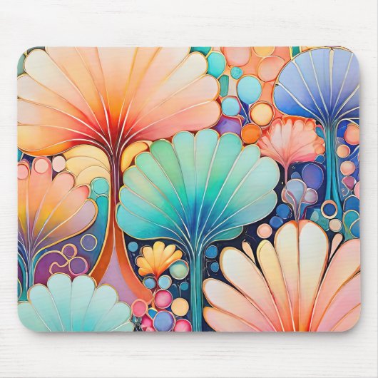 Flora 6 Pastell-Blätterteigtasche Mousepad (Vorne)