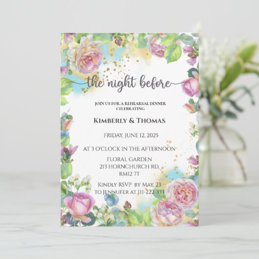 Flora am Abend vor der Probe Einladung (Stehend Vorderseite)