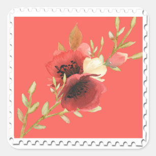 Flora-Aufkleber für Wasserfarben Quadratischer Aufkleber