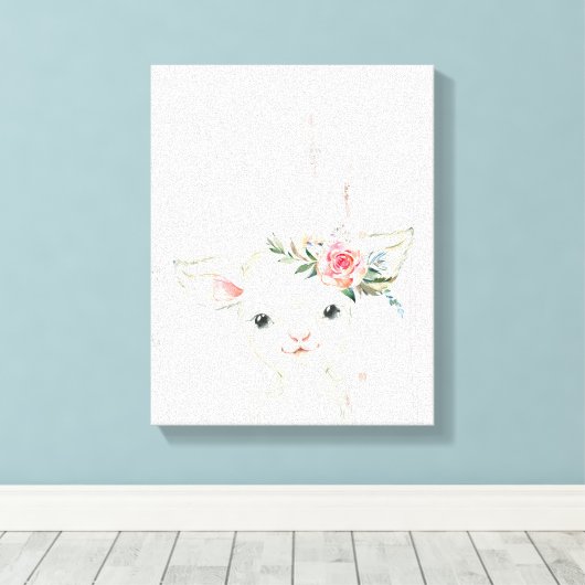 Flora-Baby-Lamm Leinwanddruck (Insitu (Holzboden))