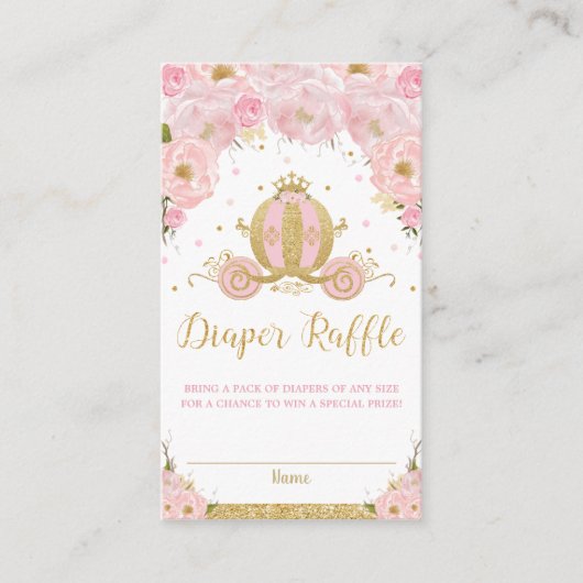 Flora-Babydusche-Windelwanne für Princess Carriage Begleitkarte (Vorderseite)