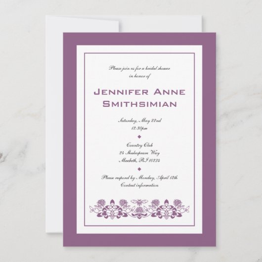 Flora Bee Bridal Dusche Einladung (Vorderseite)